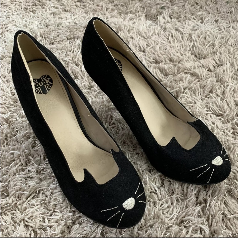 Tuk Black Cat Kitty Kitten High Heels Pumps size 9
